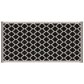 Outsunny 9x18 Reversible RV Outdoor Rug Black and Beige Plastic Straw Patio Floor Mat for Backyard Deck Picnic Beach Camping