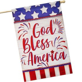 House Flag God Bless America USA Flag Accent | 28x40 Inch | Printed Blockout Polyester Patriotic Decoration