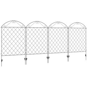 Outsunny Patio Perimeter: 11.5" Metal Garden Fence 4-Pack, Decorative Rust-Resistant Border