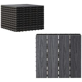 Outsunny 12x12 Interlocking Patio Tiles, 11PCS WPC Quick Interlocking, Resistant To Rot and Splintering, DIY, for Porch, Balcony, Grey