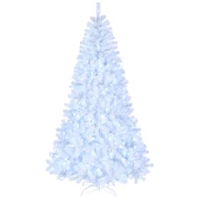 FCH 7ft 1346 Branches Automatic Tree Structure PVC Material 500 Lights Cool Color 8 Modes Christmas Tree White
