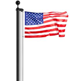 VEVOR 25FT Detachable Flagpole Kit Heavy Duty Aluminum Flag Pole American Black