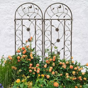 2 Pack Metal Garden Trellis 86.7" x 19.7" Rustproof Trellis for Climbing Plants Outdoor Flower Support Brown (Color: as Pic)