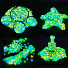 300PCS Glow in The Dark Pebbles Garden Glowing Rocks Fish Tank Luminous Stones (Pebble Color: Blue & Green)