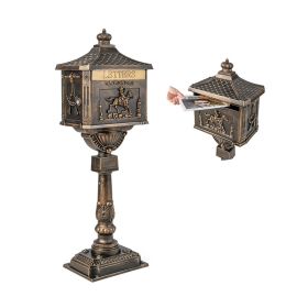 Outdoor Lawn Decor Retro Cast Aluminum Mailbox (Color: Bronze, Type: Mailbox)
