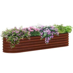 Outsunny 8' x 2' x 1.4' Galvanized Raised Garden Bed Kit, Outdoor Metal Elevated Planter Box with Safety Edging (Color: as Pic)